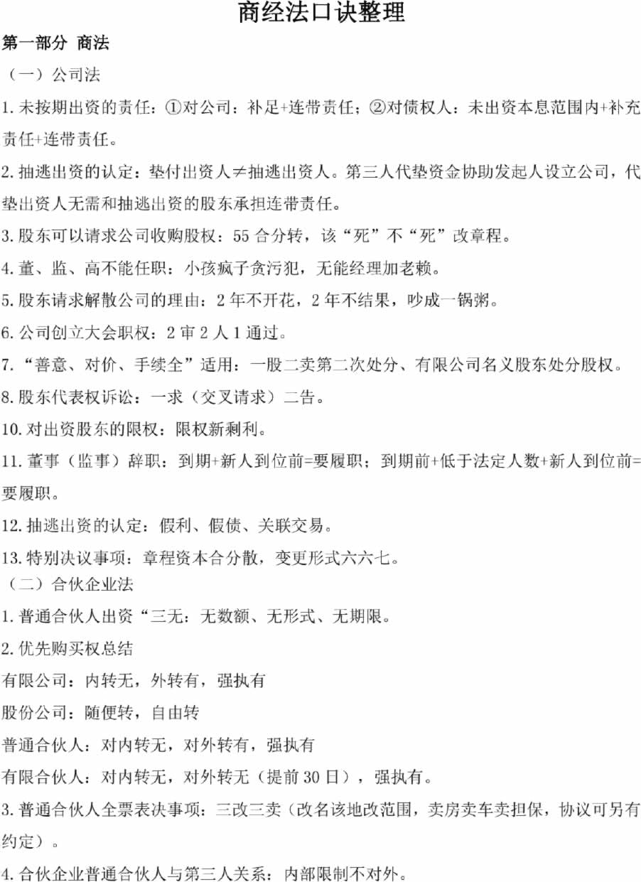 司法考试商经法口诀整理-标准下载库