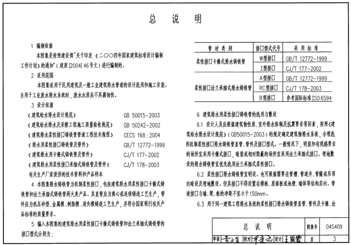 04s409图集免费下载-04S409建筑排水用柔性接口铸铁管安装图集下载pdf高清电子版