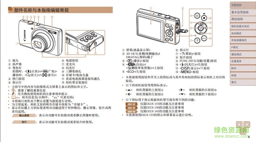 佳能ixus155说明书