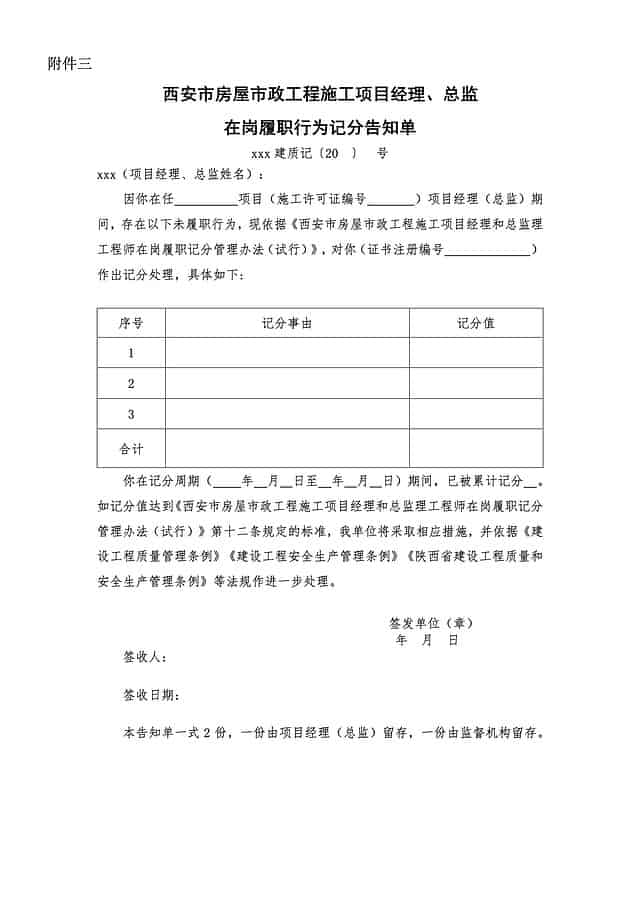 项目经理和总监实行记分制管理办法