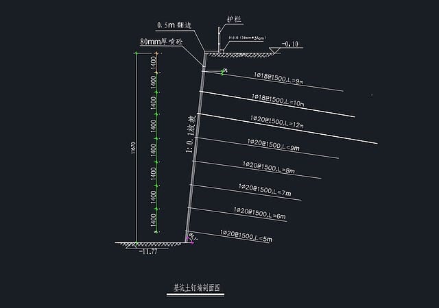 多种不同形式的基坑支护设计CAD图纸