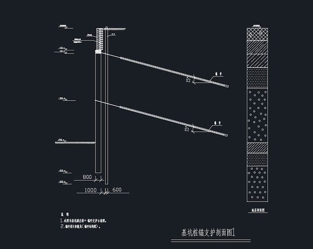 多种不同形式的基坑支护设计CAD图纸